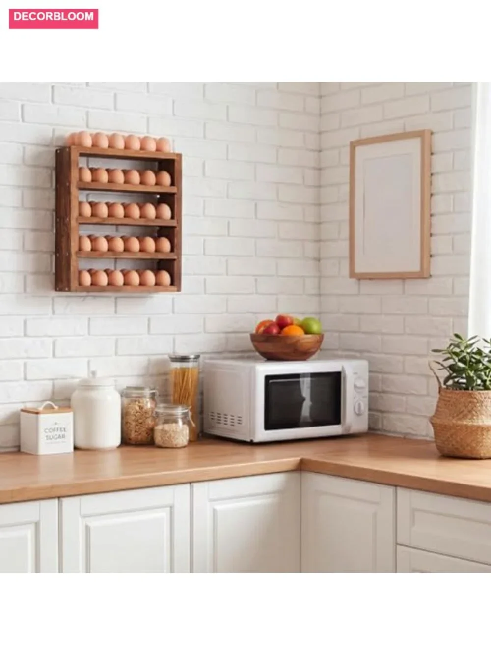 Wooden Egg Holder 60 Capacity, 5 Tier Countertop or Wall Mounted, Rustic